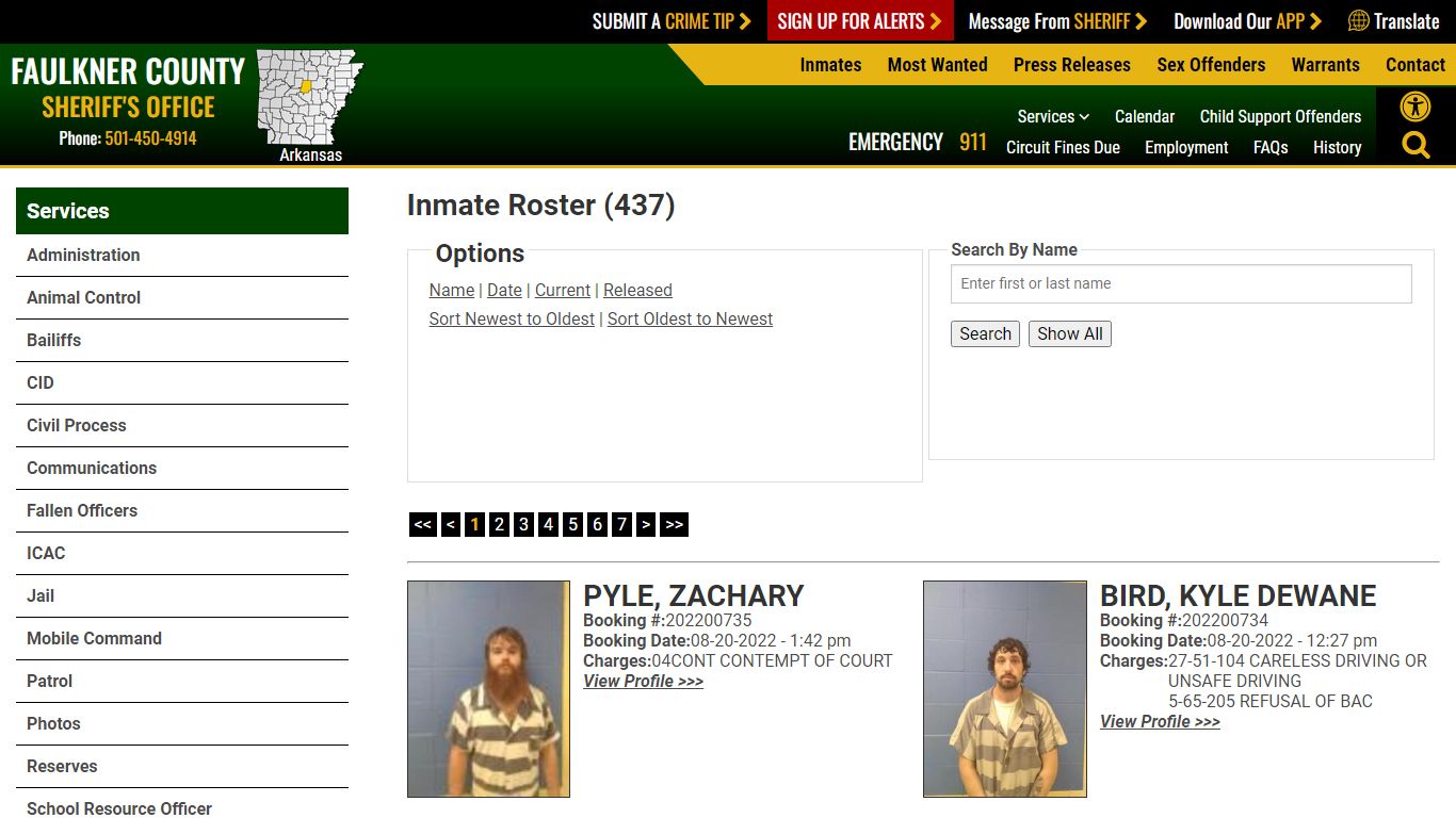 Inmate Roster - Current Inmates Booking Date Descending - Faulkner ...